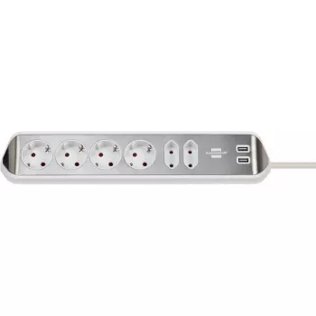 Extensão de energia Brennenstuhl 1153590620 2m 6 saídas AC interior prateado branco