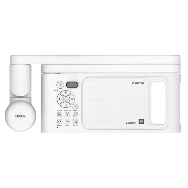 Epson ELPDC30 V12HB09080 câmara de documentos, 4K UHD (3840 x 2160), 13 MP, zoom digital 23x / ótico 10x, CMOS, HDMI/USB/Wi-Fi, branca