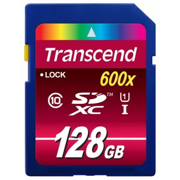 Cartão de memória flash Transcend 128 GB SDXC UHS-I 600x TS128GSDXC10U1
