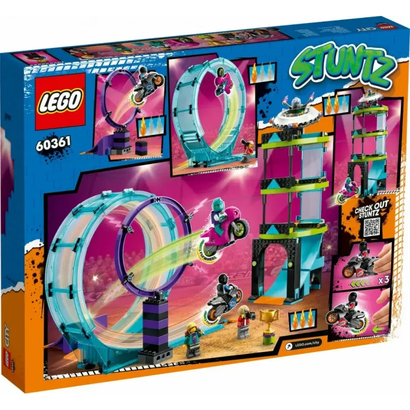 LEGO Conjunto LEGO City Stuntz 60361 Ultimate Stunt Riders Challenge – Conjunto de brincar com mota de acrobacias