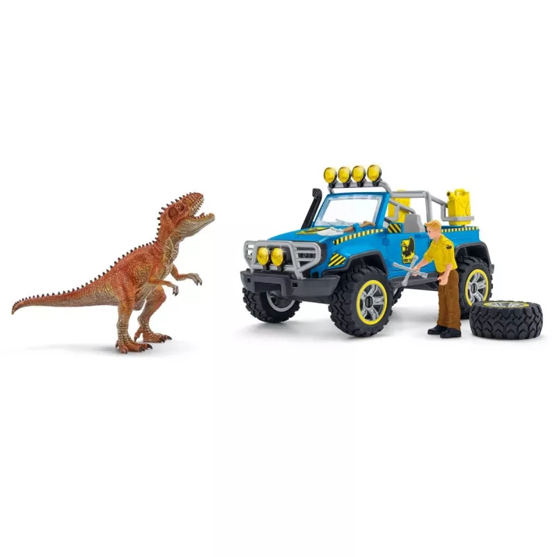 schleich Dinosaurs Veículo Todo-o-Terreno com Posto Avançado de Dinossauros, Dinossauros e Vulcão, Estação de Investigação, 4 ano(s), Multicolor, Plástico