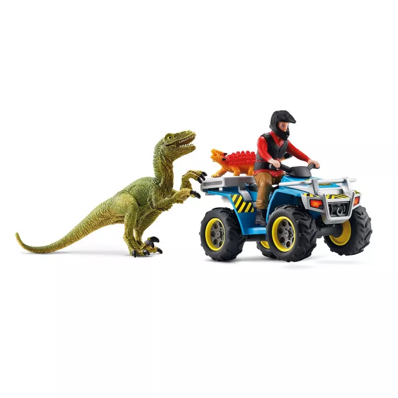 schleich Quad de Dino - Fuga do Velociraptor, Dinossauros e Vulcão, Estação de Investigação, 4 ano(s), Multicolor, Plástico