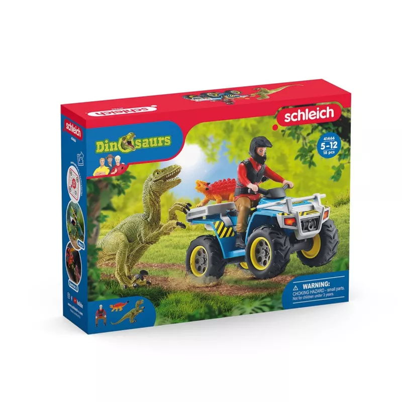 schleich Quad de Dino - Fuga do Velociraptor, Dinossauros e Vulcão, Estação de Investigação, 4 ano(s), Multicolor, Plástico