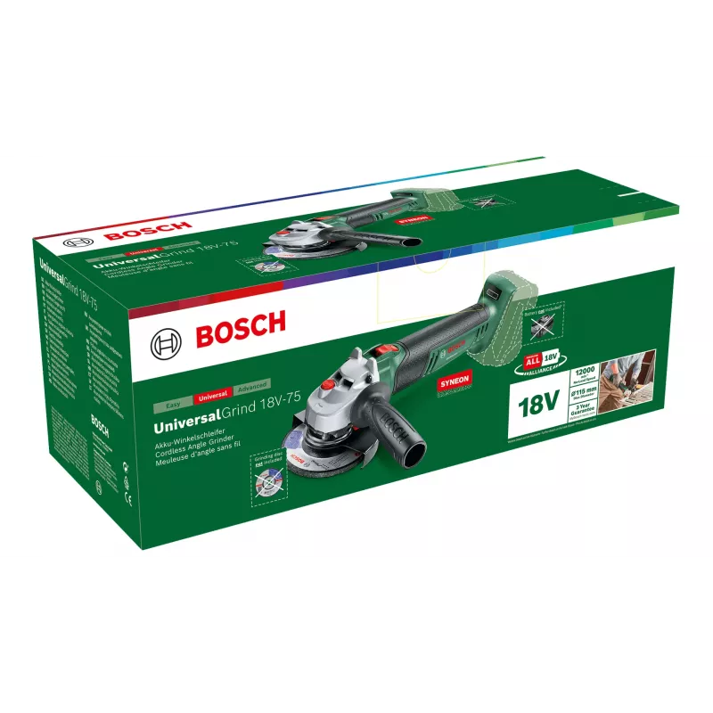 Rebarbadora angular Bosch Universal Grind 18V-75 11,5 cm 12000 rpm 1,7 kg