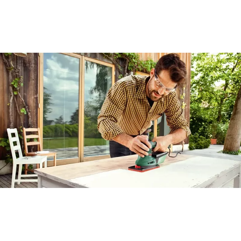 Bosch PSM 200 AES 06033B6002 lixadeira multi, 200 W, conjunto de acessórios de 29 peças, SystemBox, verde/preto