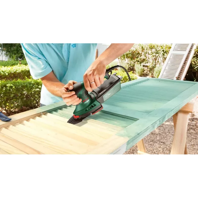 Bosch PSM 200 AES 06033B6002 lixadeira multi, 200 W, conjunto de acessórios de 29 peças, SystemBox, verde/preto