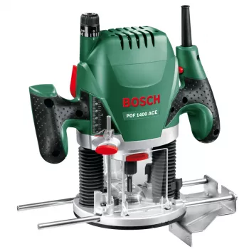 Bosch POF 1400 ACE 060326C800 fresadora de superfície, 1400 W, pinça 6/6,35/8 mm, com mala, verde/preto