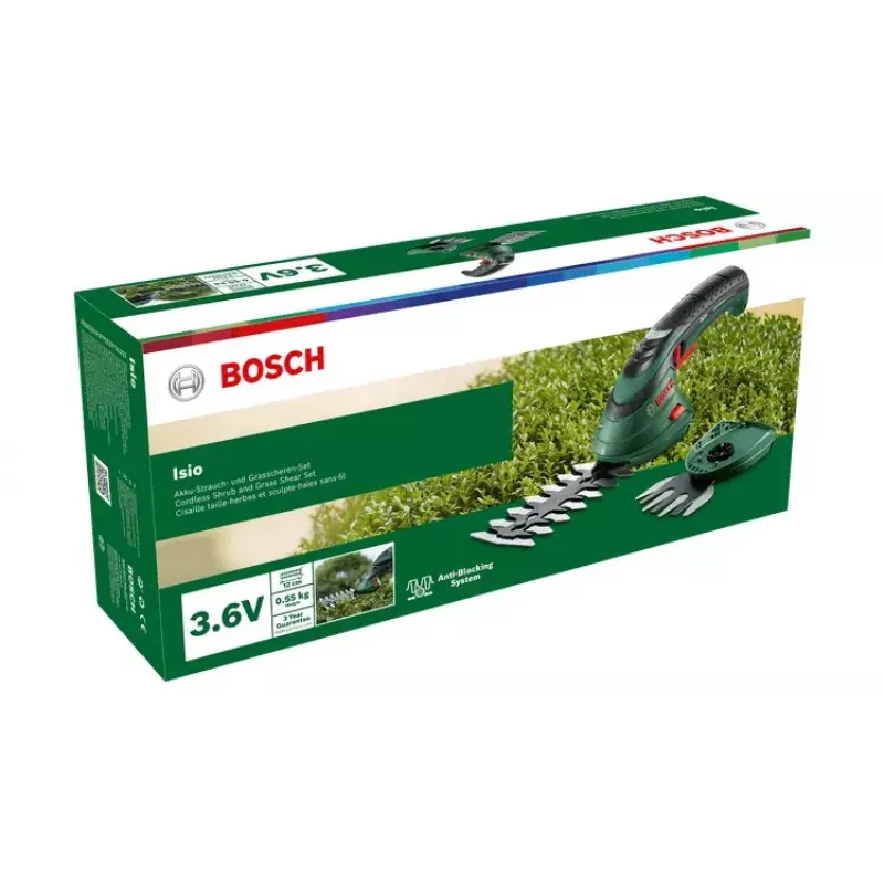 Tesoura de relva a bateria Bosch Isio 8 cm 3,6 V iões de lítio (Li-Ion) preto, verde