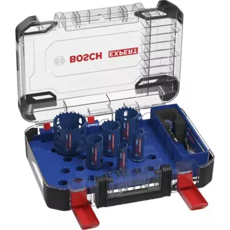 Bosch 2 608 900 446 Expert Tough Material conjunto de serras de copo, 9 peças, 22–68 mm, com adaptador Power Change Plus