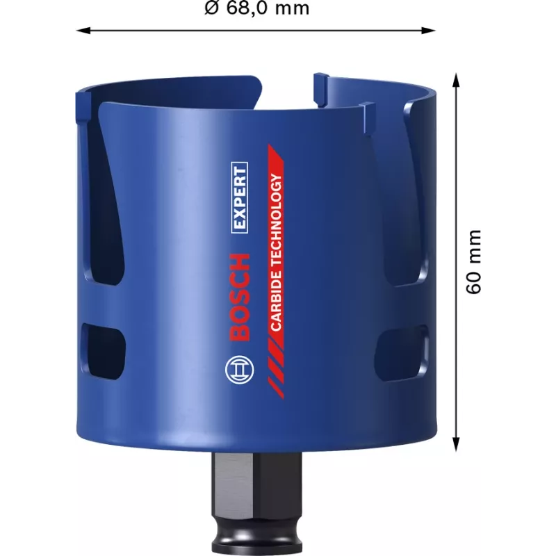 Bosch Expert 2 608 900 470 Construction Material serra de copo, 68 mm, para tijolo, aglomerado, madeira macia, plástico reforçado com fibra de vidro, azulejos macios
