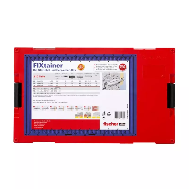 fischer FIXtainer SX caixa com buchas e parafusos (210 un.)