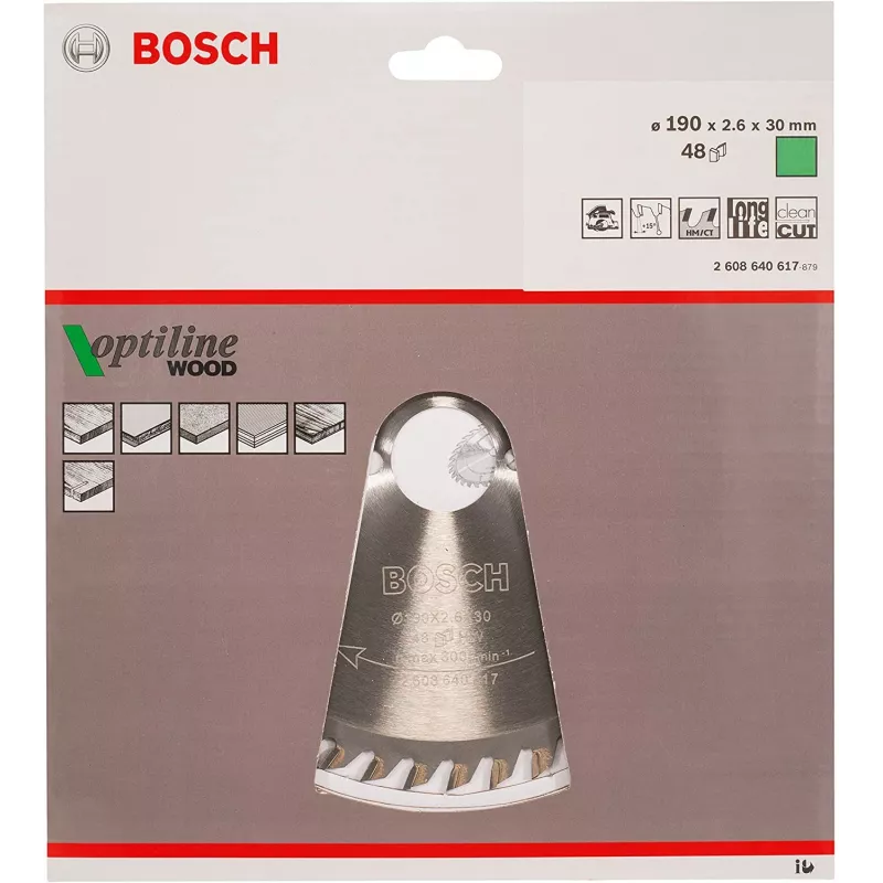 Bosch Optiline Wood Discos de serra circular, madeira, 19 cm, Bosch, 340 g, 1 unid.