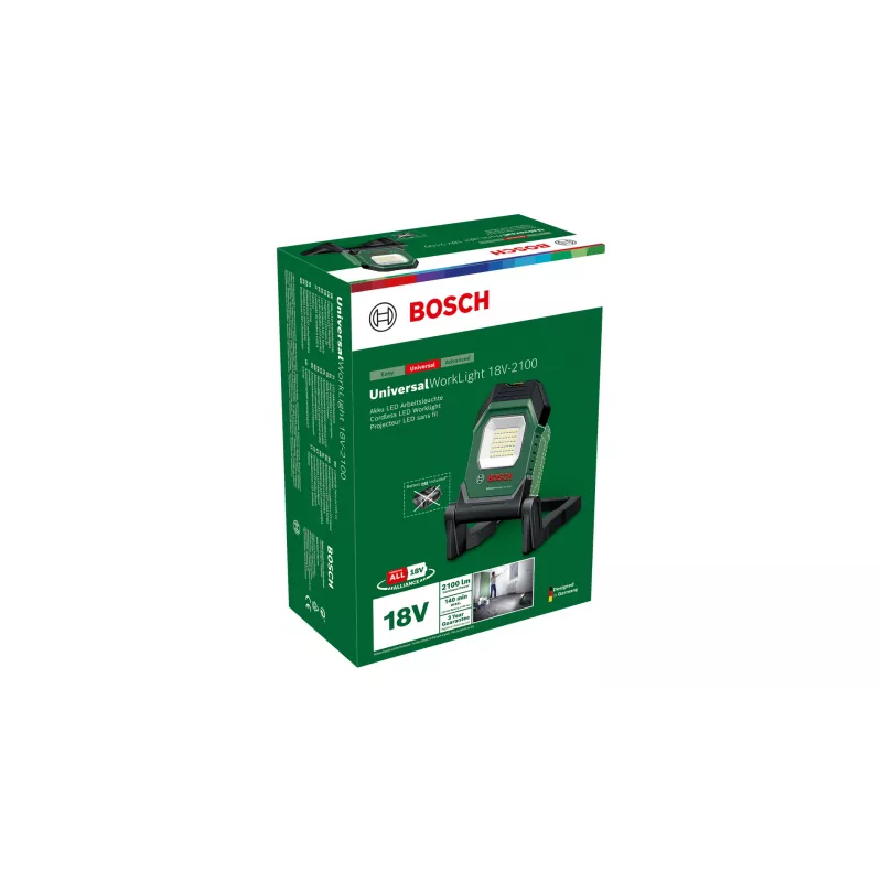 Bosch UniversalWorkLight 18V-2100 preto, verde