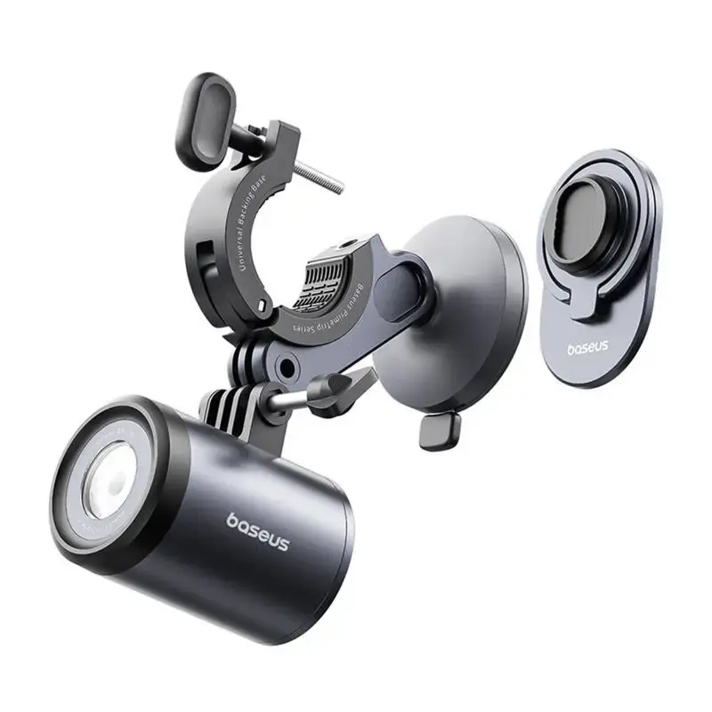 Suporte para bicicleta Baseus PrimeTrip 2-in-1 suporte para telemóvel com lanterna, preto