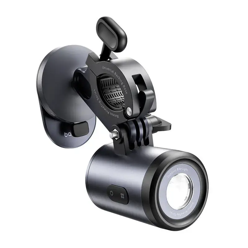 Suporte para bicicleta Baseus PrimeTrip 2-in-1 suporte para telemóvel com lanterna, preto