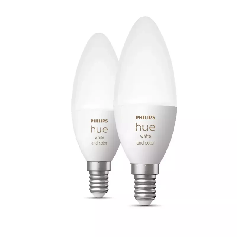 Lâmpada inteligente Philips Hue White and colour ambience vela E14, Bluetooth/Zigbee, 5,3 W (pack de 2)