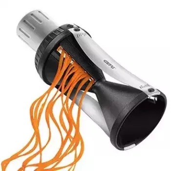 Cortador de espiral manual GEFU Spirelli 2.0 preto prateado plástico aço inoxidável