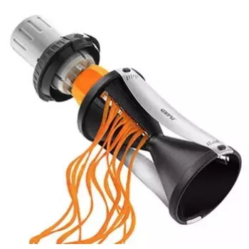 Cortador de espiral manual GEFU Spirelli 2.0 preto prateado plástico aço inoxidável