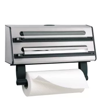 Emsa Contura 504180 Distribuidor triplo de corte para película e película aderente, aço inoxidável, prateado/preto