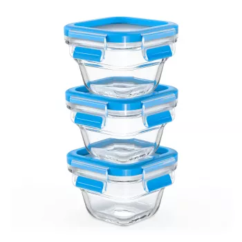 EMSA CLIP & CLOSE N10507 Conjunto quadrado azul, transparente 3 unid.