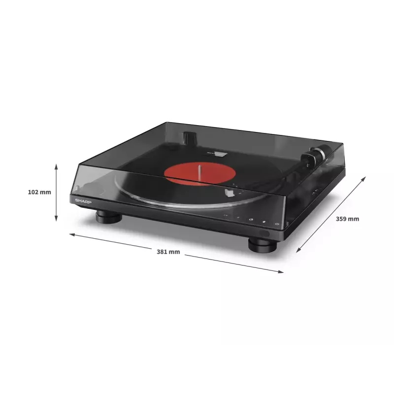 Gira-discos Sharp RP-TT100 preto acionamento direto com saída USB para gravação digital