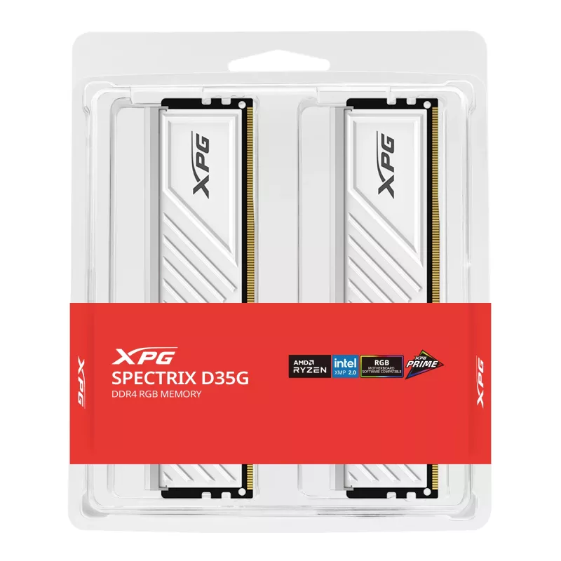 16 GB ADATA DIMM 3600 (2x 8 GB) Dual-Kit (branco, AX4U36008G18I-DTWHD35G, XPG Spectrix D35G, INTEL XMP)