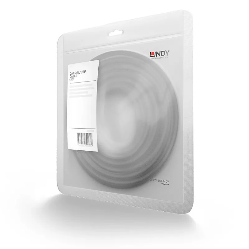Cabo de rede Lindy 1 m Cat.5e RJ-45 U/UTP Cinzento