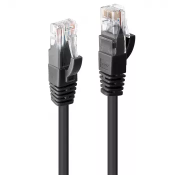 Cabo de rede Lindy 1 m Cat.6 RJ-45 U/UTP Preto