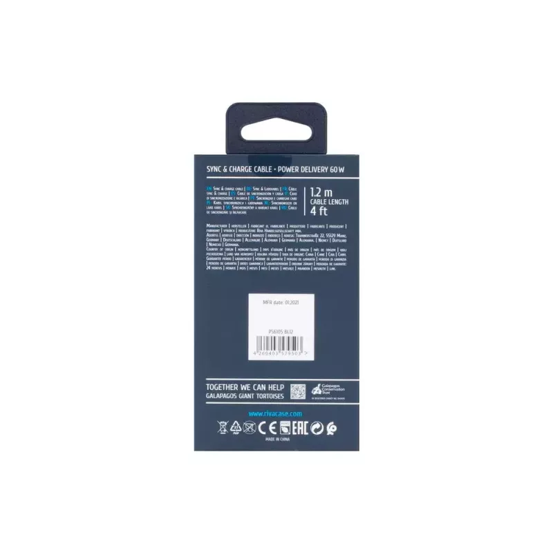 Cabo USB Rivacase PS6105 BL12 USB 2.0 1,2 m USB-C azul