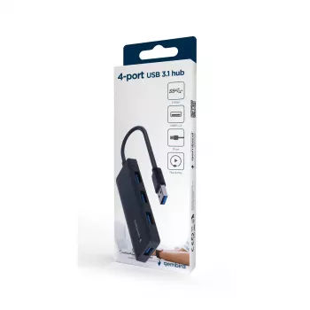 Dock para portátil Gembird UHB-U3P4-03 USB 3.2 Gen 1 Type-A, 5 Gbit/s, preto