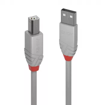 Cabo Lindy 5m USB 2.0 Type-A para B, Anthra Line, cinzento