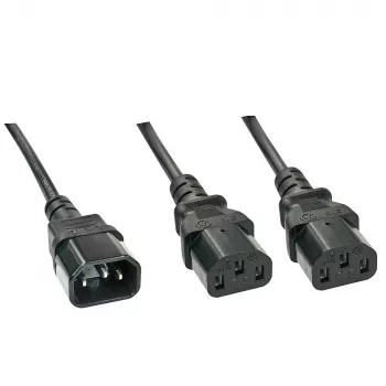 Cabo divisor IEC Lindy 1m IEC C14 para 2 x IEC C13