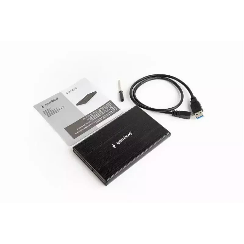 Caixa para HDD GEMBIRD EE2-U3S-3 para discos SATA de 2,5 polegadas, 1 baía, Micro-USB B, USB 3.2 Gen 1, até 2 TB, preto