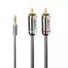 Cabo de áudio Lindy 5m 3,5mm Jack para RCA, Cromo Line, 3,5mm Jack, macho, 2 x RCA, macho, 5 m, Antracite