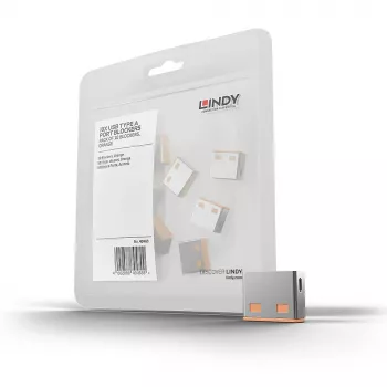 Bloqueador de portas USB Lindy (sem chave) - pack de 10, código de cor: laranja