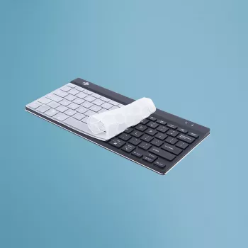 Cobertura de teclado higiénica R-Go Tools (para layout US), cobertura de teclado, silicone, 108 mm, 279 mm, 16 g, transparente