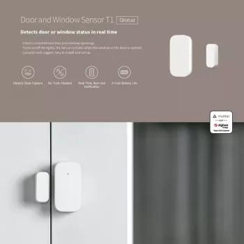 Sensor de porta/janela Smart Home, Aqara DW-S03D, sem fios, Zigbee