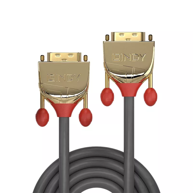 Cabo DVI-D Dual Link Lindy 2m, Gold Line, 2 m, DVI-D, DVI-D, ficha, ficha, cinzento