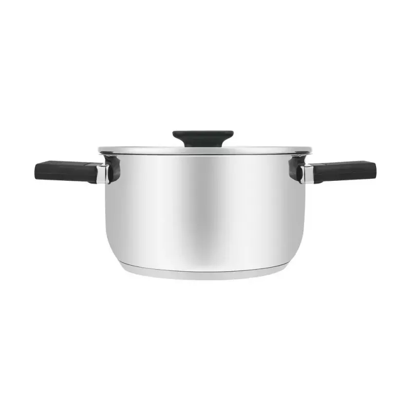 Resto Kitchenware Anser panela redonda de 2,5 l, preta, aço inoxidável