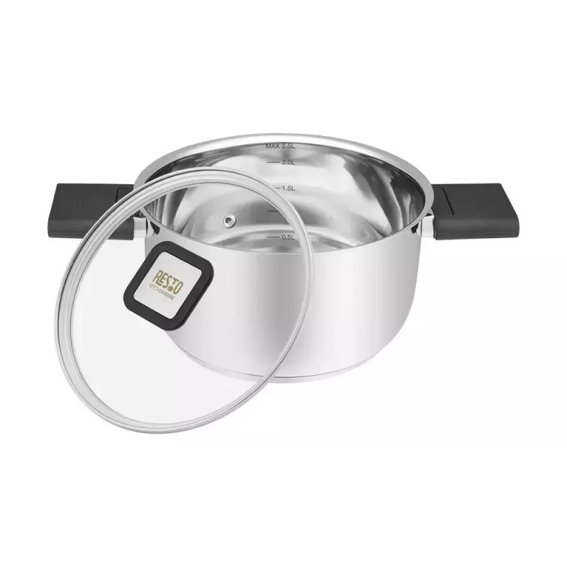 Resto Kitchenware Anser panela redonda de 2,5 l, preta, aço inoxidável