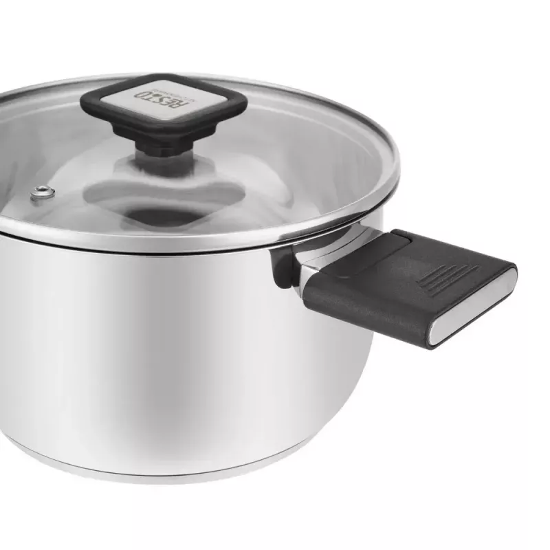 Resto Kitchenware Anser panela redonda de 2,5 l, preta, aço inoxidável