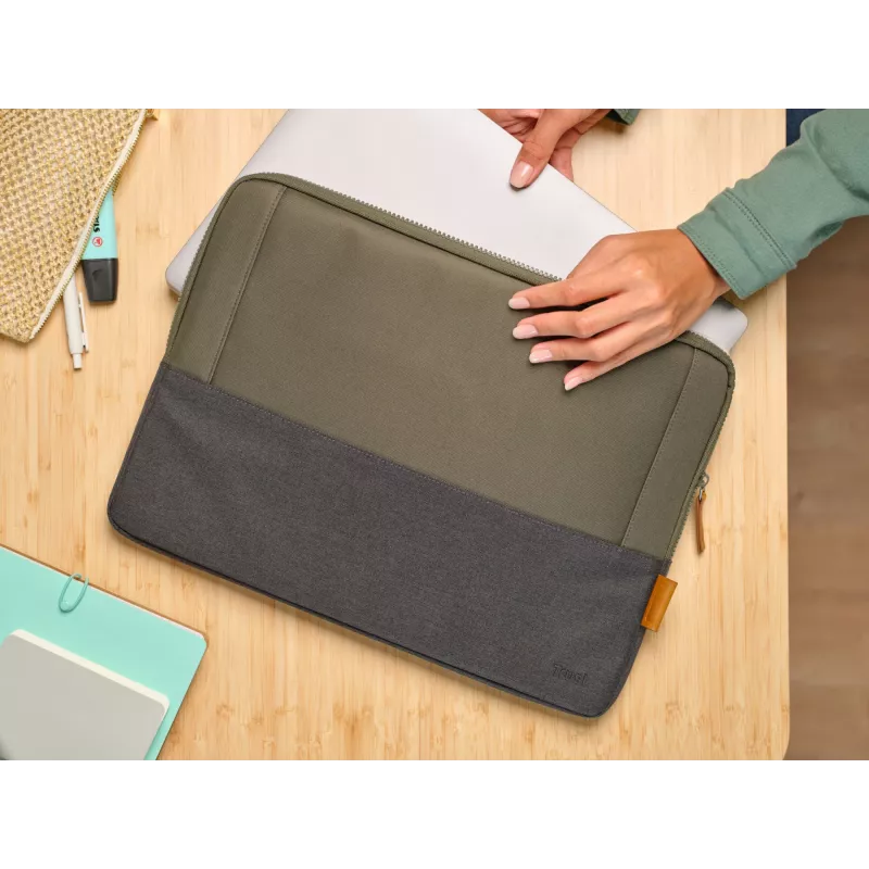 Mala sleeve Trust Lisboa 40,6 cm 16 polegadas verde