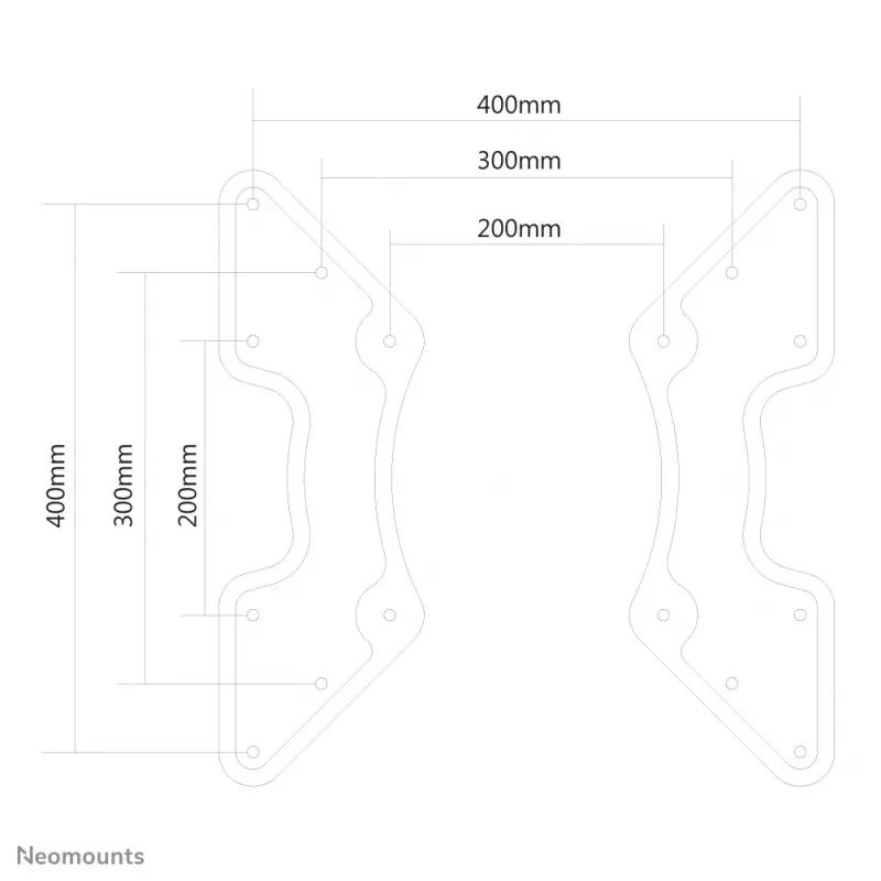 Placa adaptadora VESA NEWSTAR de VESA 200x200 para 400x200, 400x400 – preto