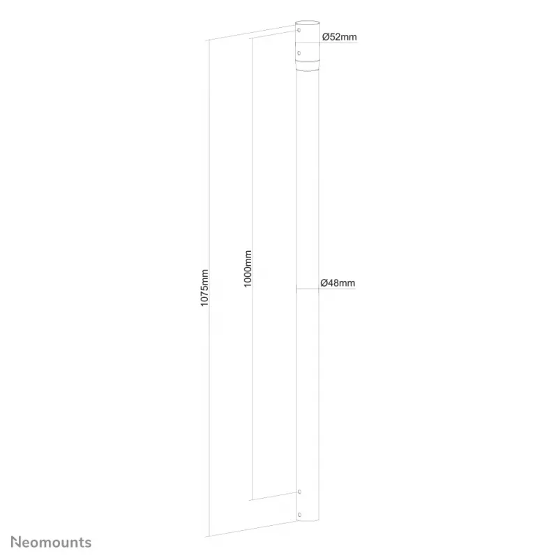 Barra de extensão Neomounts NS-EP100preto para suporte de teto para TV - H 107,5 cm