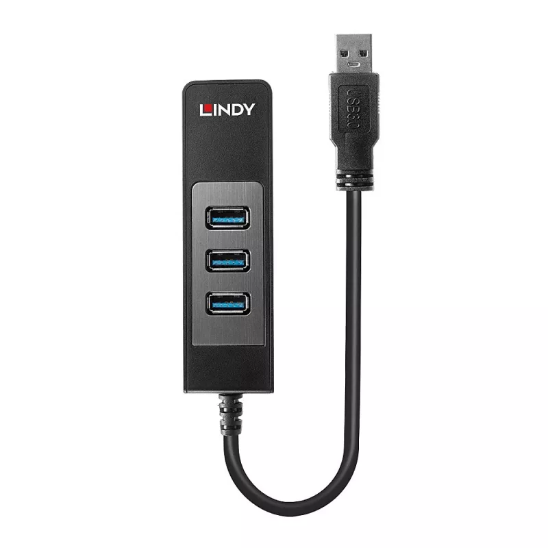 Hub USB e conversor Gigabit Ethernet Lindy 43176