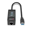Hub USB e conversor Gigabit Ethernet Lindy 43176
