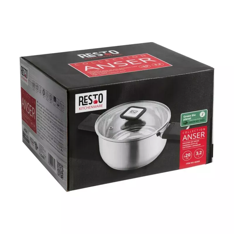 Panela Resto Kitchenware Anser 3,2 L Redonda Aço inoxidável Preto