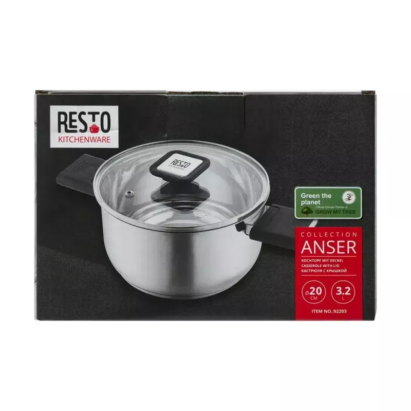 Panela Resto Kitchenware Anser 3,2 L Redonda Aço inoxidável Preto
