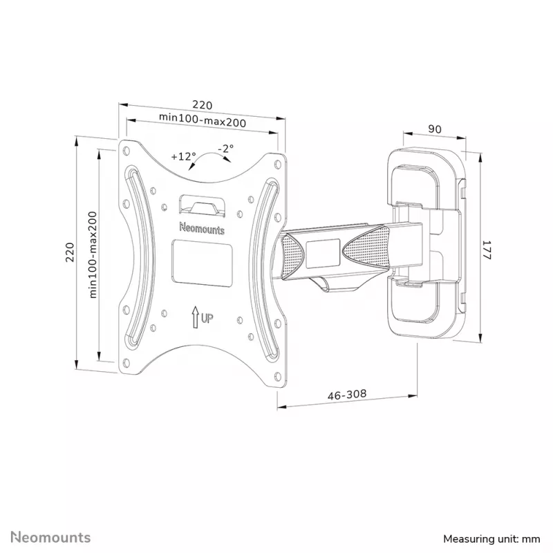 Suporte de parede para TV Neomounts WL40-540BL12 32-55 polegadas - Full-Motion - montagem fácil
