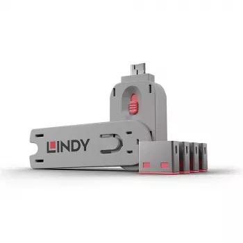 Bloqueador de portas Lindy USB Port Blocker Pack de 4 Código de cor Rosa